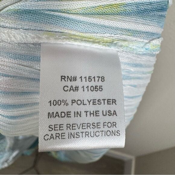 Komarov Maxi Dress Crinkle Mesh Blue Semi Sheer Watercolor Fairycore Girly Large - Picture 8 of 9